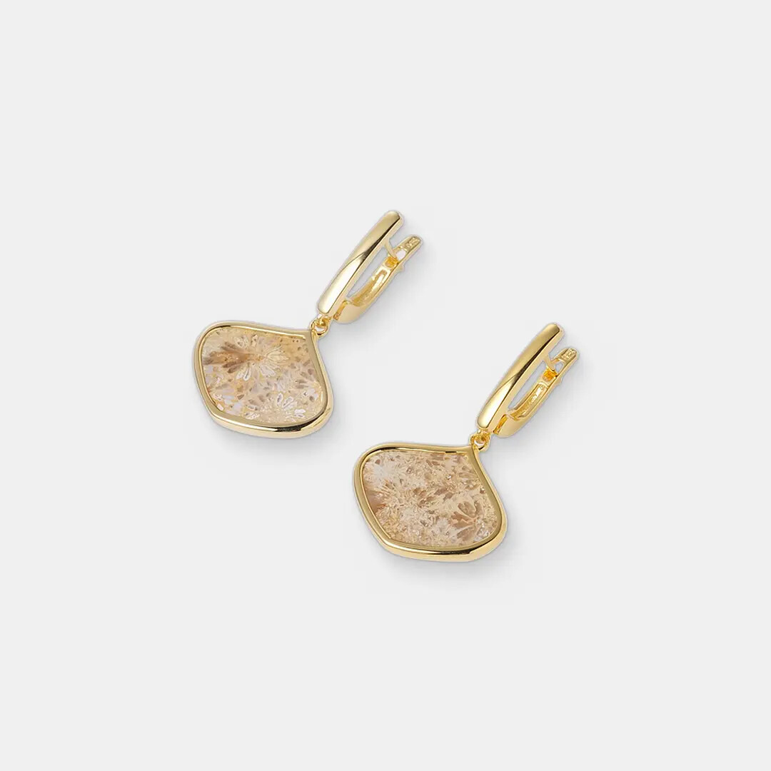 Серебряные серьги с Хризантемовыми кораллами